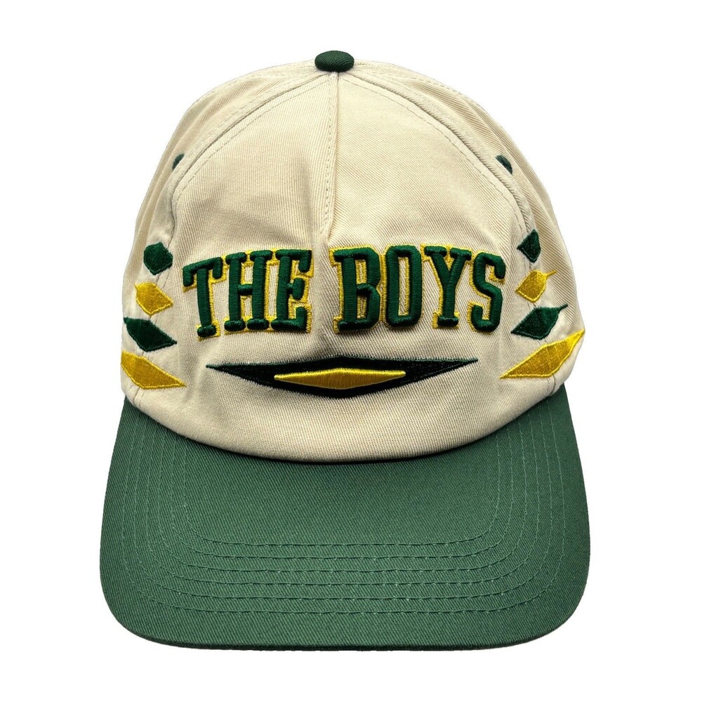Barstool Sports Bussin With The Boys Snapback Hat Cream Green Yellow Diamond
